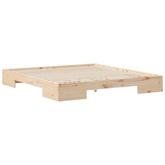 Berkfield Home Floor Bed Frame with Storage Brown 200 x 200 cm Solid pine wood in Light Brown