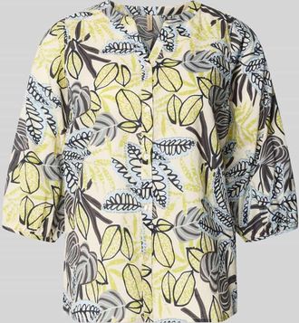 Soyaconcept Regular Fit Bluse mit floralem Allover-Print in Hellblau, Gr&ouml;&szlig;e XXL