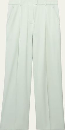 Another Tomorrow Pleated Wide-Leg Wool Pants