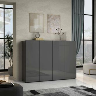 Dmora Sapatero Doda, Mueble Para Zapatos 10 Estantes, Hecho En Italia, 34x160x115h Cm Negro Antracita