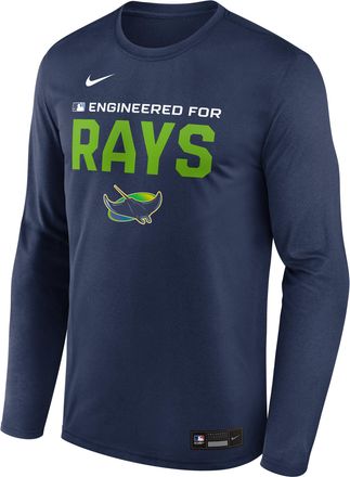 Nike Tampa Bay Rays Authentic Collection Team Issue Nike Mens Dri-FIT MLB Long-Sleeve T-Shirt in Blue | 02TJ44BTPA-Q92