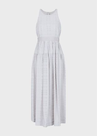 Emporio Armani Womens Sleeveless Checked Midi Dress in Grey Viscose - Size 10 UK