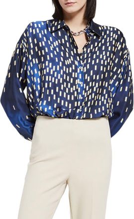 ottod'Ame Printed Satin Shirt in Blue at Nordstrom, Size 38 It