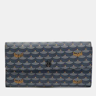 FAUR&Eacute; LE PAGE Blue/black Coated Canvas Continental Flap Wallet