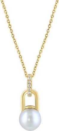 Effy Freshwater Pearl & Diamond Pendant Necklace - 0.04ct. in White at Nordstrom Rack