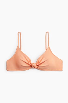 H&M Wattiertes Bikinitop mit Knotendetail - Apricot