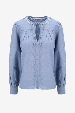 Ulla Johnson Lang&auml;rmlige Chambray-Bluse Kady