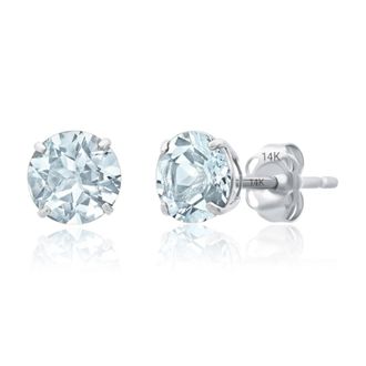 MAX + STONE 14k White Gold 6MM Round Stud Gemstone Earrings