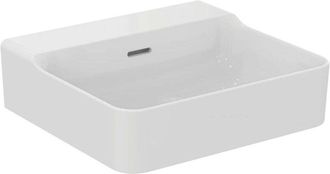 Ideal Lavabo Conca 500x450x165mm, Lijado Blanco Sin Orificio Para Grifer&iacute;a, Con Rebosadero Standard