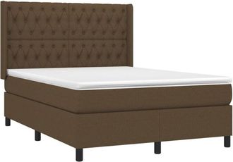 vidaXL Vidaxl - Cama Box Spring Colch&oacute;n Luces Led Tela Marr&oacute;n Oscuro 140x200cm