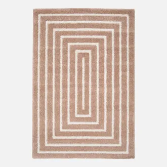 Sweeek Alfombra Interior Con Dise&ntilde;o De Rect&aacute;ngulo Rosa Y Crema