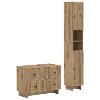 vidaXL Juego De Gabinete De Ba&ntilde;o De 2 Piezas Ede Roble Artisan Vidaxl