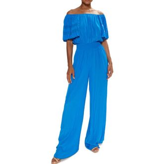 Ramy Brook Tinsley Off the Shoulder Short Sleeve Jumpsuit in Marrakech Blue at Nordstrom Rack, Size X-Small