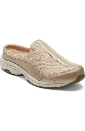 Easy Spirit Womens Easy Spirit Traveltime Clog Gold Leather Slip On Comfort Shoes ZAP1418