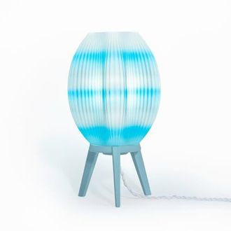 Jonathan Y Designs Wavy 16.5 Modern Contemporary Plant-Based PLA 3D Printed Dimmable LED Table Lamp in Blue/white at Nordstrom