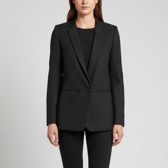 Sandro Black Textured Synthetic Double Breasted Verica Blazer