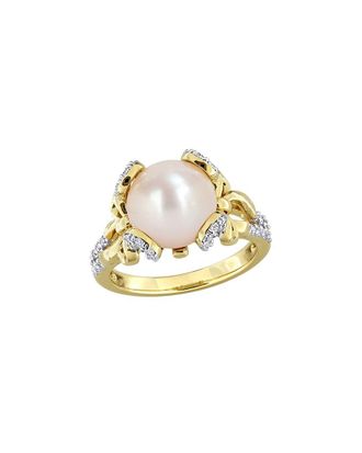 Rina Limor Gold-Plated Silver 0.54 ct. tw. Gemstone & 10-10.5mm Pearl Ring