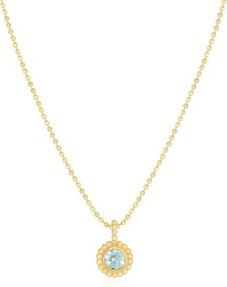 The Lovery Aquamarine Beaded Bezel Necklace