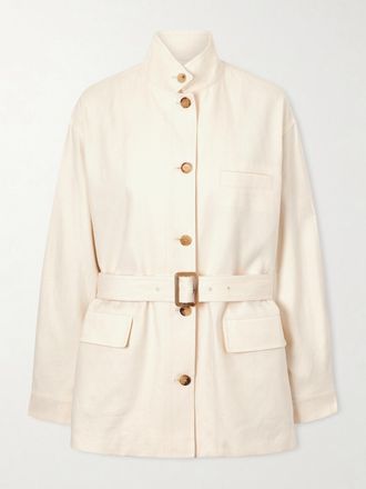 Loro Piana Giacca In Misto Lino E Lana Con Cintura Lismore - Arancione