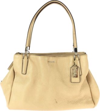 Coach Beige Brown Leather Shoulder Bag Tote Bag (Pre-Owned)
