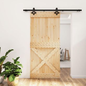 vidaXL Vidaxl - Puerta Corredera Con Herrajes Madera Maciza De Pino 95x210 Cm