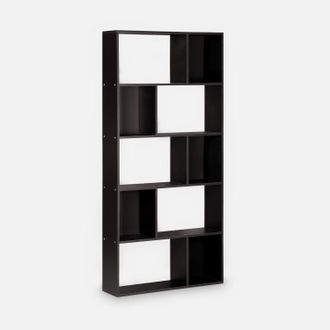 Sweeek Sweeek - Librer&iacute;a Con 5 Baldas Y 10 Compartimentos, Pieter, Negro, 83x23.4x173 Cm
