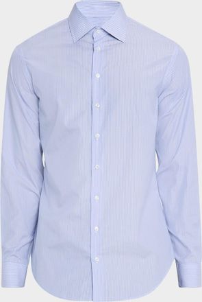 Giorgio Armani Mens Majesty Cotton Vertical Stripe Dress Shirt