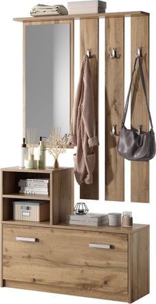 Selsey Selsey Yesfir - Set Arredo Ingresso / Mobile Ingresso Minimalista / Scarpiera E Appendiabiti Per Corridoio / Quercia Dorata