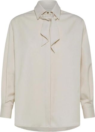 Cruna Yvonne blouse met gestrikte hals - Beige