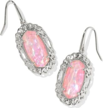 Kendra Scott Womens Dani Figaro Frame Drop Earrings In Silver Pink Iridescent Mother Of Pearl