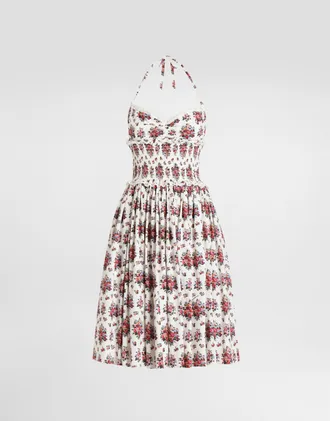 Dolce & Gabbana Small Flower Bouquet-print Poplin Dress - Woman Dresses Multicolor 36