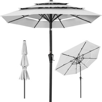 Best Choice Products 10ft 3-Tier Patio Umbrella, Market Sun Shade w/ Tilt Adjustment, Easy Crank