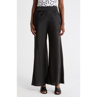 Renee C Satin Wide Leg Pants in Black at Nordstrom Rack, Size X-Large