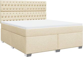 vidaXL Cama Box Spring Con Colch&oacute;n Tela Color Crema 180x200 Cm Vidaxl