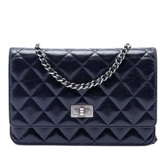 Chanel Pre-owned Wallet on Chain - Dames - Pre-owned - Blauw - Maat: ONE Size Leer