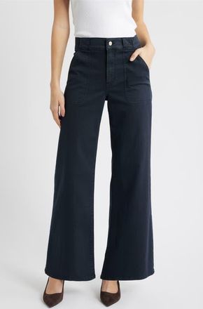 Frame Denim Modern Pocket High Waist Wide Leg Pants in Navy at Nordstrom, Size 32