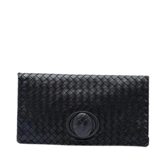 Bottega Veneta Pre-owned Geweven Leren Clutch - Dames - Pre-owned - Zwart - Maat: ONE Size Zijde