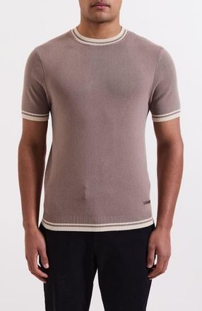 Mauvais Riccio Slim Knit Tipped Tee in Medium Beige at Nordstrom, Size X-Small