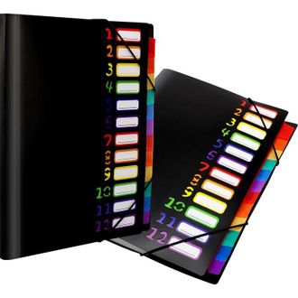 OEM Carpeta De Archivo A4 De 2 Piezas Con 12 Compartimentos, Organizador De Archivos De Pl&aacute;stico Transparente, Portadocumentos Impermeable Para La Escuela