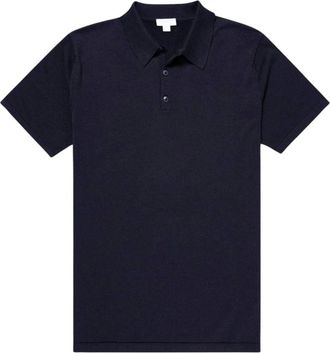Sunspel Tops, Heren, Blauw, XL, Sea Island SS Polo Shirt