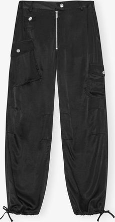 Ganni Black Cargo Pants - Size 32 Viscose