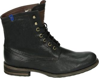 Floris Van Bommel Casual Zwarte Leren Schoenen - Heren - Veterlaarzen - Zwart - 46 EU - Leer - Schoenen