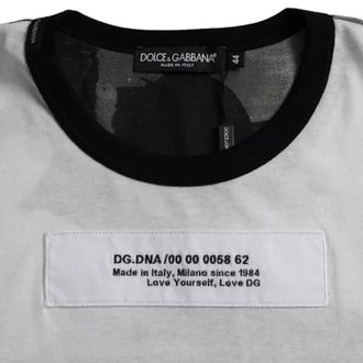 Dolce & Gabbana Black White Camouflage Round Neck Mens T-shirt