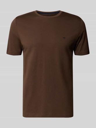 Fynch-Hatton Fynch-Hatton T-Shirt mit Rundhalsausschnitt und Label-Stitching in Hellbraun, Gr&ouml;&szlig;e 3XL