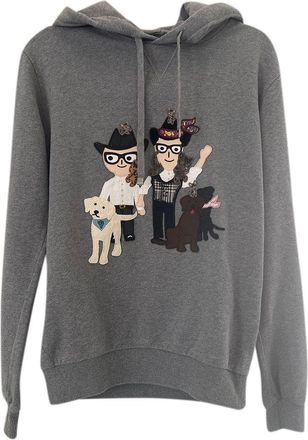 Dolce & Gabbana DG Family Embroidered Grey Cotton Hoodie Size XS