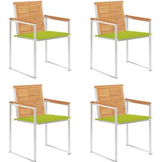 vidaXL Sillas De Jard&iacute;n 4 Unidades Con Cojines Madera Maciza Teca Vidaxl