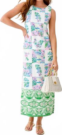 Lilly Pulitzer Dee Stretch Maxi Shift Dress In Multi Sunny Dee Patch Engineered Woven