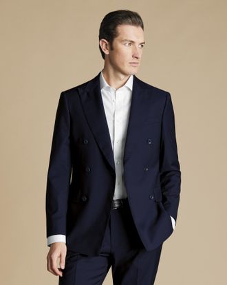 CHARLES TYRWHITT Double Breasted Italian Suit Wool Jacket - Dark Navy Size 36R Regular by Charles Tyrwhitt