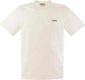 Autry Embroidered Logo Tee - Heren - T-shirts - Wit - L - Katoen - Tops