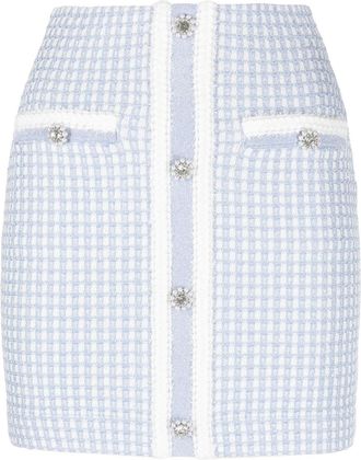 Self Portrait checked metallic mini skirt - women - Polyester/Viscose/Metallic Fibre/Polyamide - M - Blue